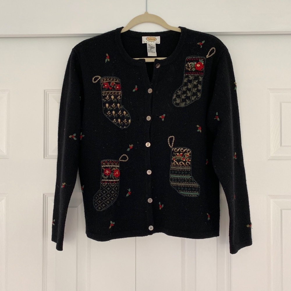 TALBOTS Christmas cardigan sweater
